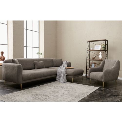 Atelier Del Sofa Kutna garnitura na razvlačenje, Sivo Zlato, Simena Right - Grey slika 4