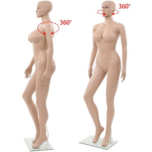 Seksi ženska lutka za izlog sa staklenim postoljem bež 180 cm slika 5