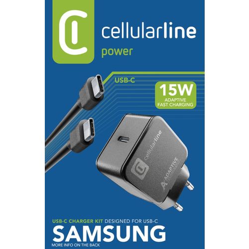 Cellularline kućni punjač Samsung USB-C i kabel C-C 15W slika 2