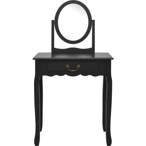 Toaletni stolić sa stolcem crni 65x36x128 cm paulovnija i MDF slika 34
