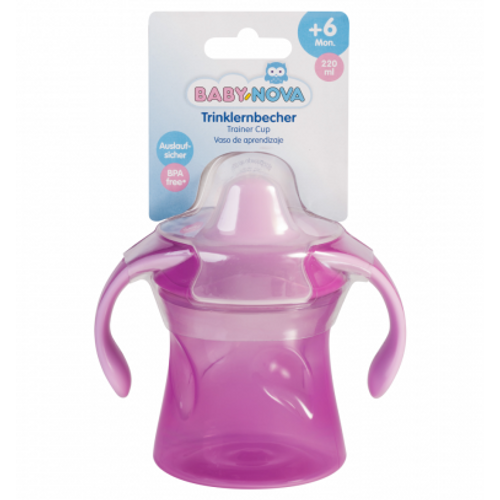 BABY NOVA Čaša za učiti piti Baby Trainer Cup 6m+ 220ml, Roza slika 2