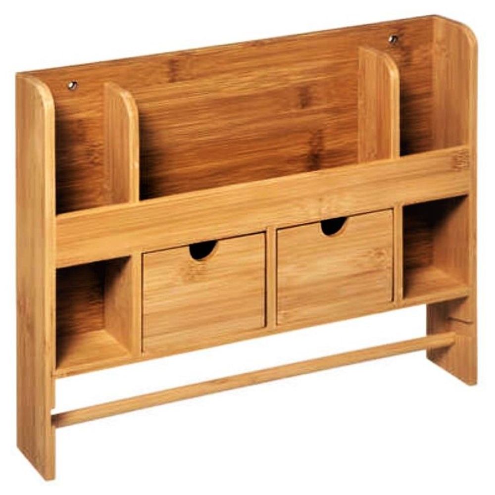 Five kuhinjska polica zidna sa 2 ladice 38x6.5x32cm bambus slika 1