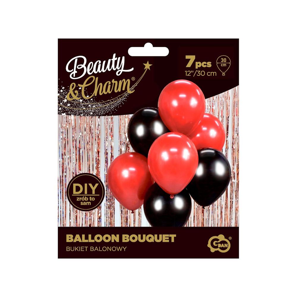 Buket balona Bb-Ccz7, Crveno & Crno, 30 cm, 7/1 slika 3