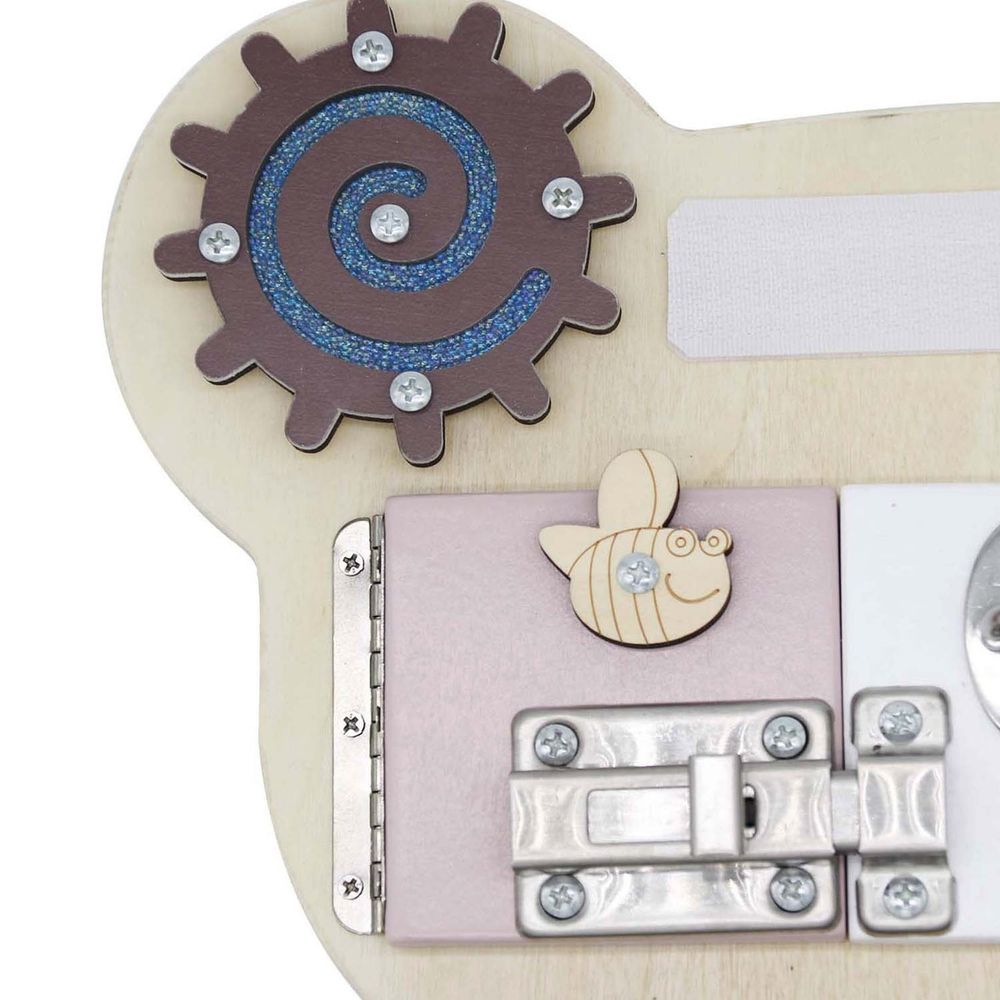 Kinder Home Drvena Montessori ploča Busy Board Bear 30x39cm slika 3