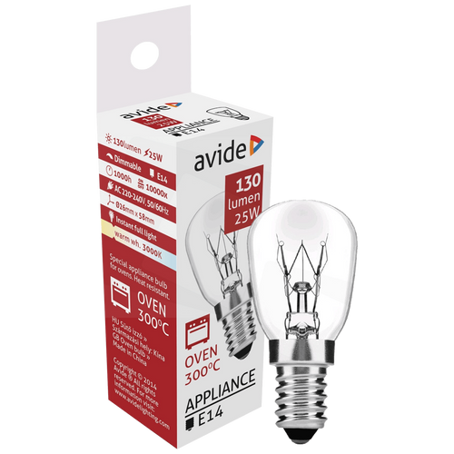 Avide Sijalica za pećnicu, 25W, E14, 3000K, 300 °C, IP20 - Oven 300 °C bulb 25W E14 slika 1