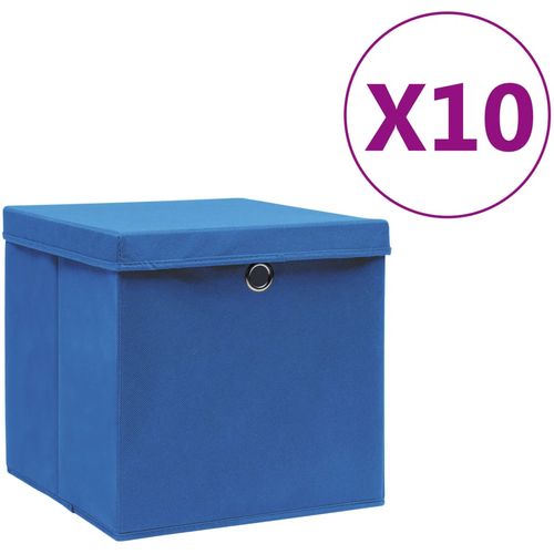 Kutije za pohranu s poklopcima 10 kom 28 x 28 x 28 cm plave slika 12