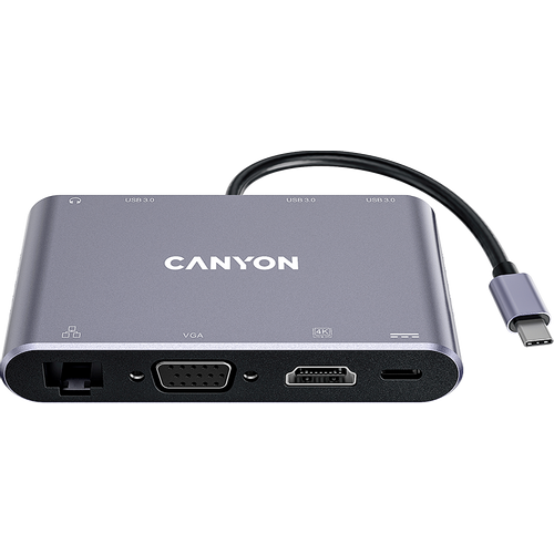 CANYON 8 in 1 USB C hub, Dark grey slika 1