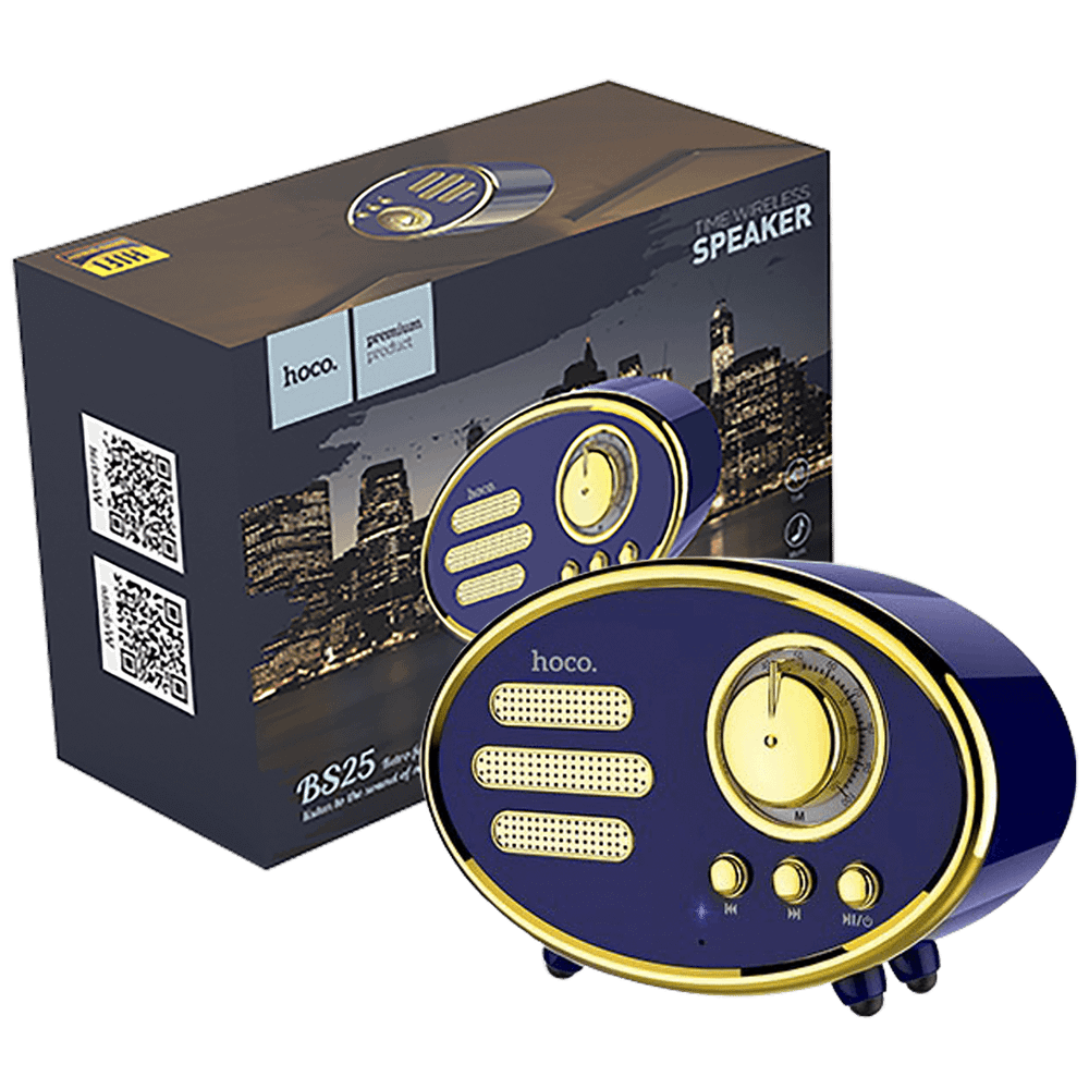 hoco. Zvučnik bežični, Bluetooth,retro, 1200 mAh, 5 h, 5 W, plava - BS25 Time, Bluetooth, retro, blue slika 1