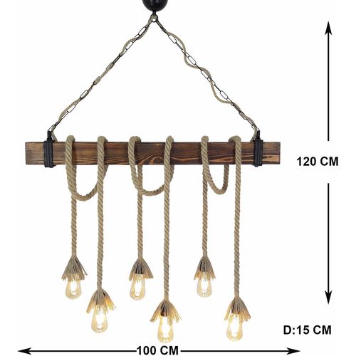 Kütük Halat 1 Walnut Chandelier slika 3