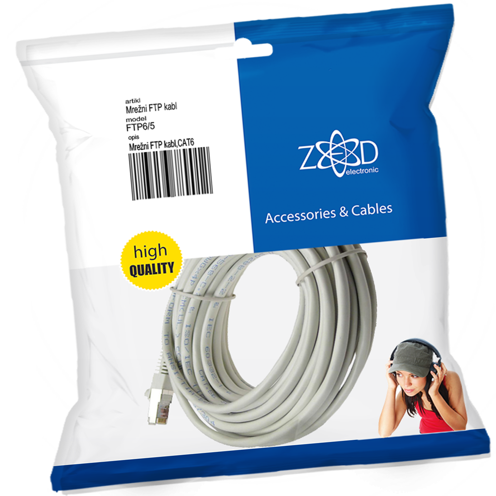 ZED electronic Mrežni FTP kabl, CAT6, 5 met - FTP6/5 slika 1