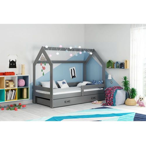 Drveni dečiji krevet House - 160x80 cm - grafit slika 1