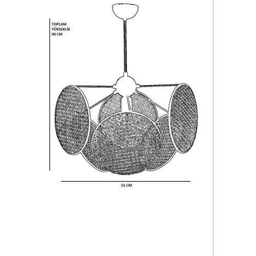 Hera Silindir 6 Lı Rattan Avize Rattan Chandelier slika 6