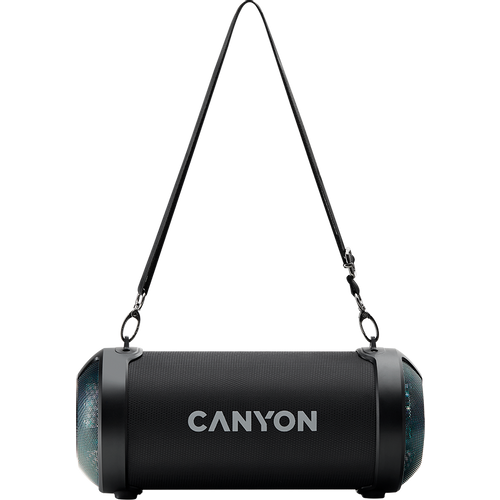 CANYON BSP-7 Bluetooth Speaker, BT V5.0, Jieli JLAC6925B, 3.5mm AUX, 1*USB-A port, micro-USB port, 1500mAh lithium ion battery, Black, cable length 0.6m, 278*117 *128mm, 0.941kg slika 1