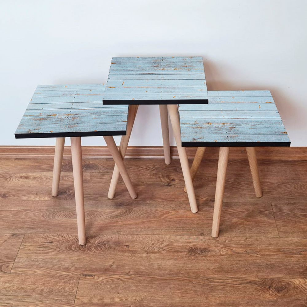 3Shp119 - Plavi Plavi Nesting Sto (3 Komada) slika 1