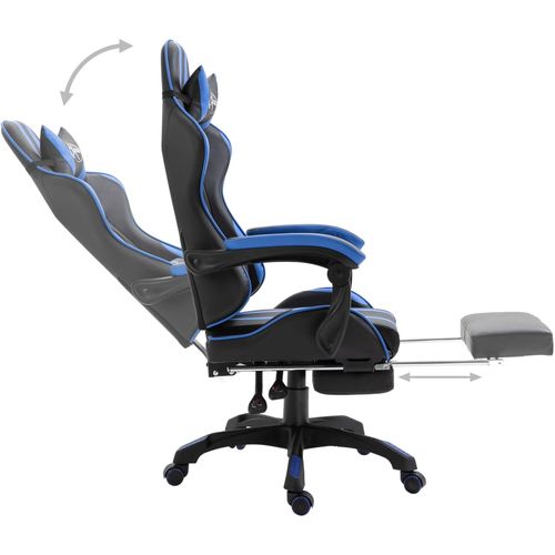 Igraća stolica od umjetne kože s osloncem za noge plava slika 4