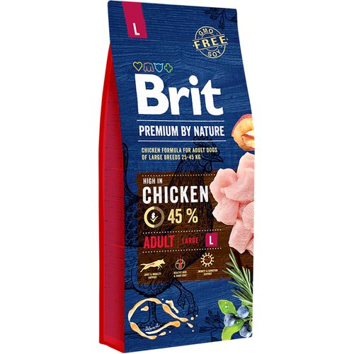 Brit Premium By Nature Adult Large piletina, 15 kg slika 1