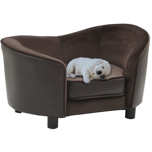 Sofa za pse smeđa 69 x 49 x 40 cm od pliša i umjetne kože slika 18