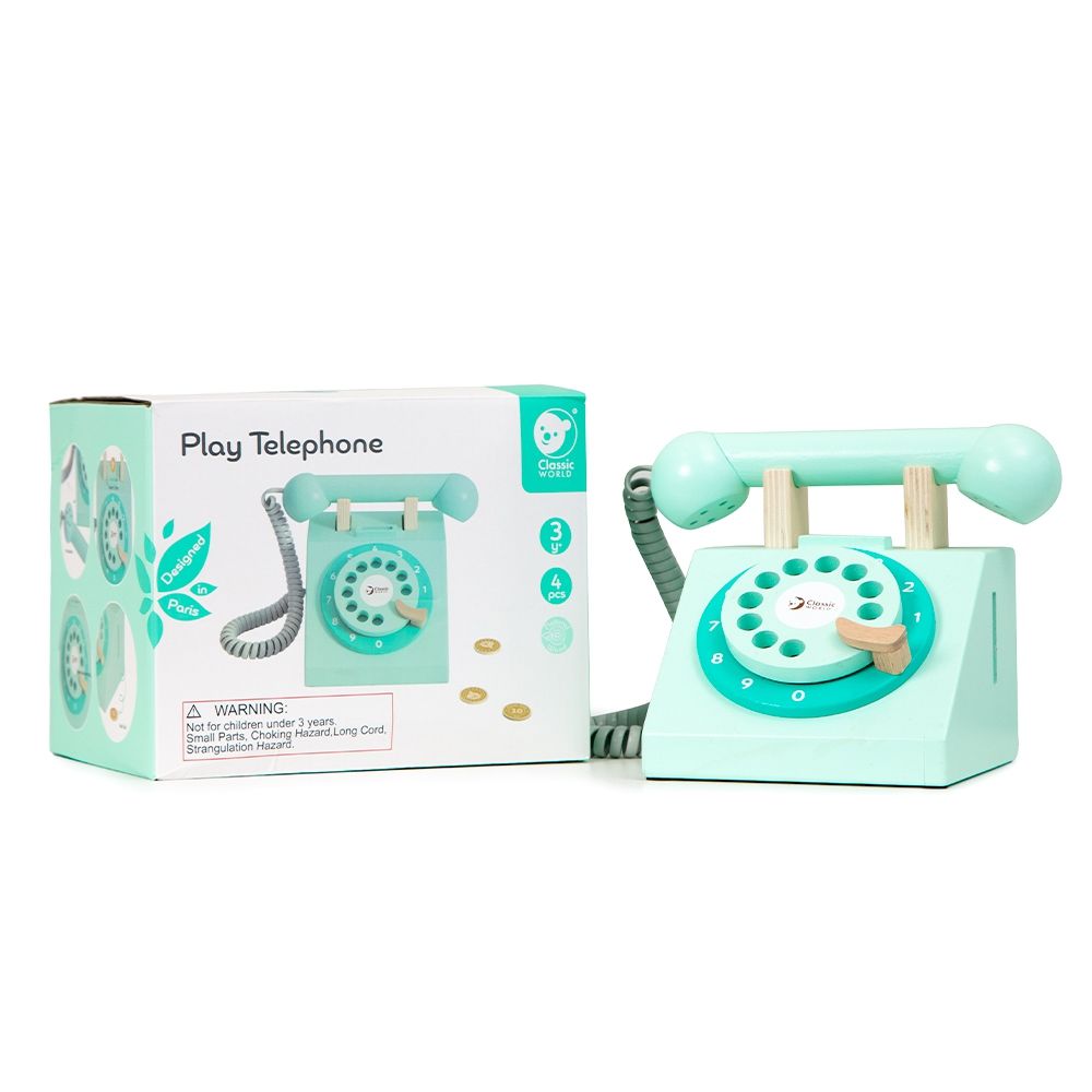 Classic world klasični drveni telefon za djecu 4 kom. slika 10