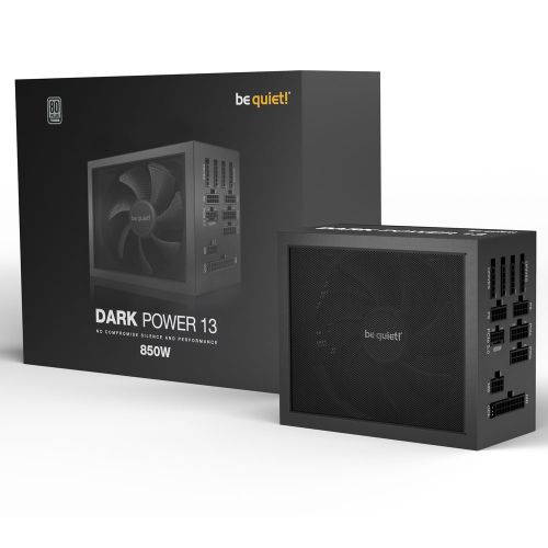 be quiet! BN334 DARK POWER 13 850W, 80 PLUS Titanium efficiency (up to 95.4%), ATX 3.0 PSU with full support for PCIe 5.0 GPUs and GPUs with 6+2 pin connector, Overclocking key switches between four 12V rails and one massive 12V rail slika 3