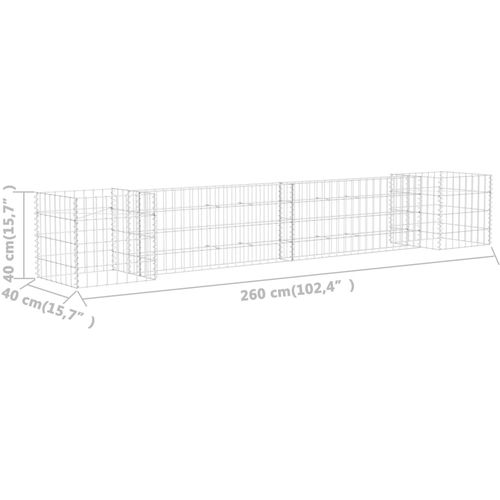 Gabionska sadilica u H-obliku od čelične žice 260 x 40 x 40 cm slika 10