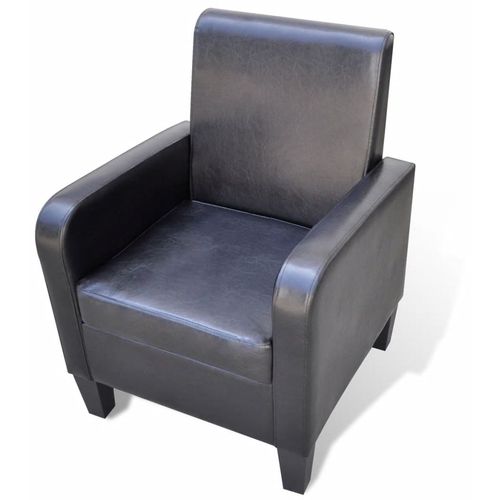 Fotelja od umjetne kože crna slika 6