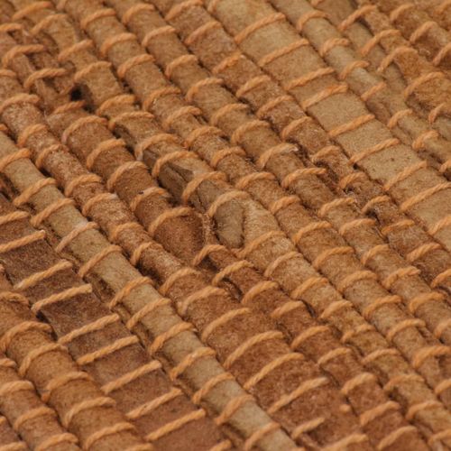Ručno tkani tepih Chindi od kože 120 x 170 cm žućkastosmeđi slika 29