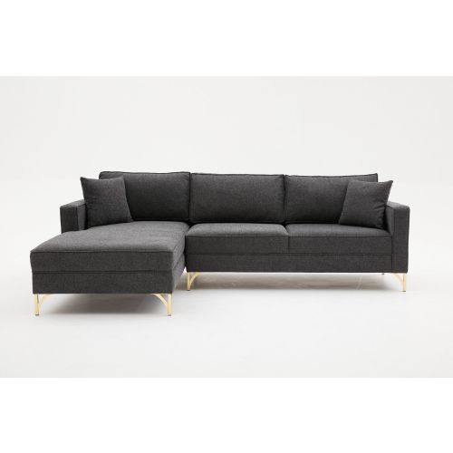 Atelier Del Sofa Kutna garnitura, Antracit Zlato, Berlin Left - Anthracite, Gold slika 5