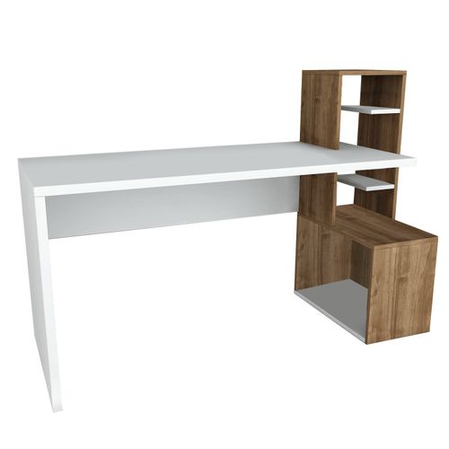 Woody Fashion Radni stol, Bijela boja Orah, Side - White, Walnut slika 4