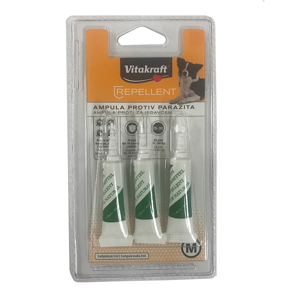Vitakraft Repellent Spot On biocidne ampule za srednje pse 3x3ml slika 1