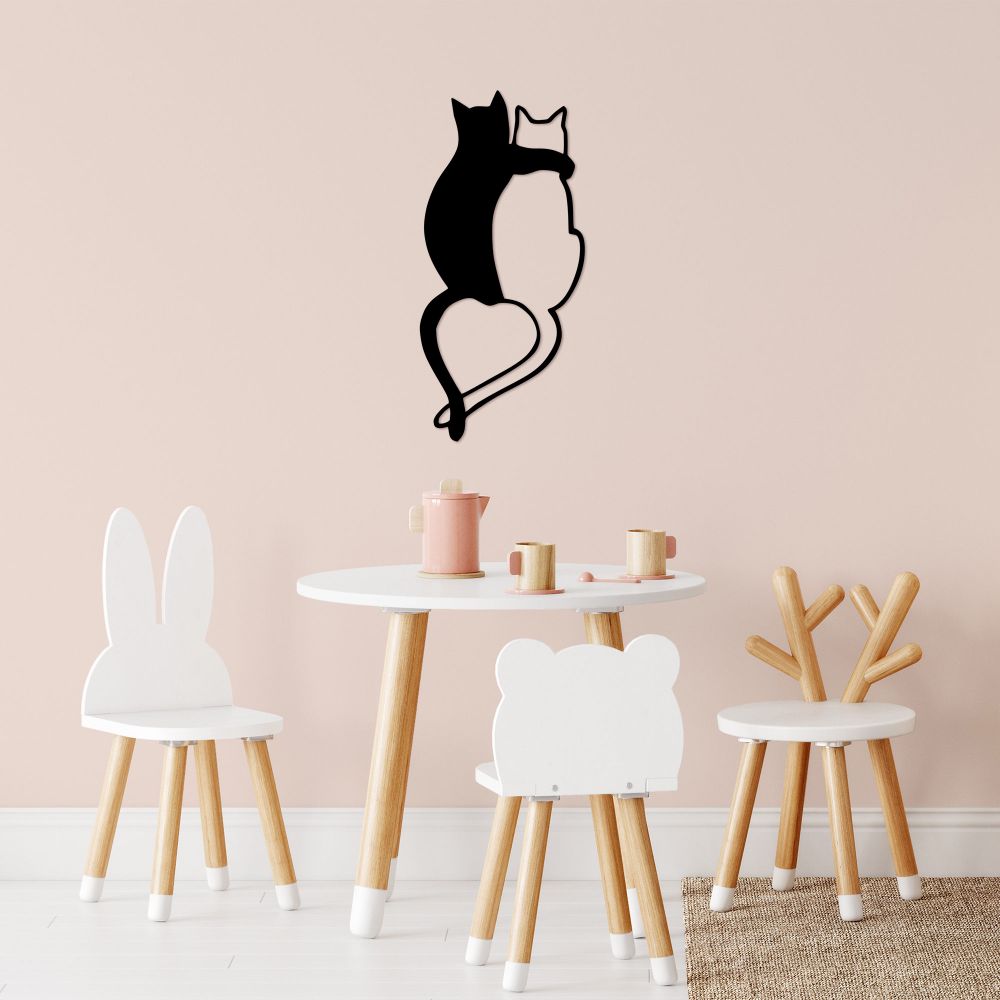 Love Cats - 478 Crni Dekorativni Metalni Zidni Ukras slika 1