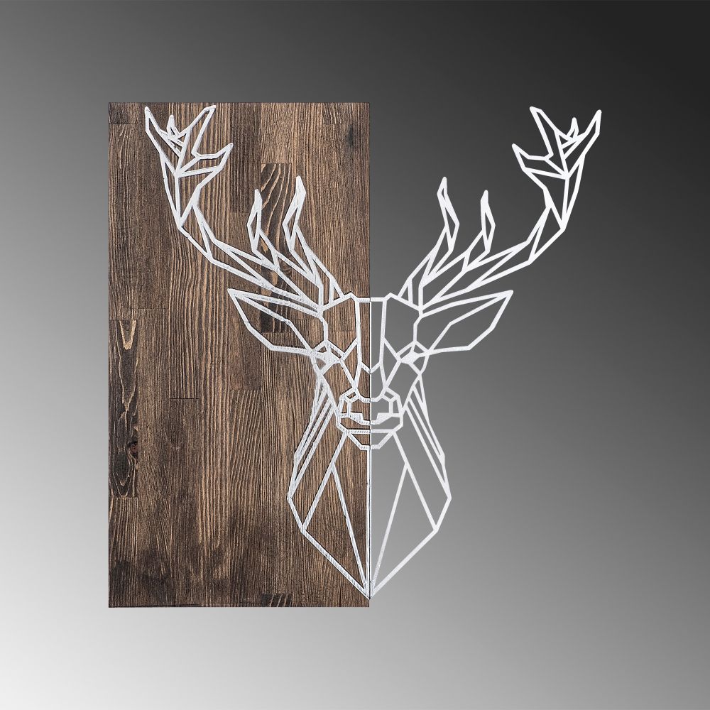 Deer1 - Srebrni Orah Ukrasni Drveni Zidni Dodatak slika 4