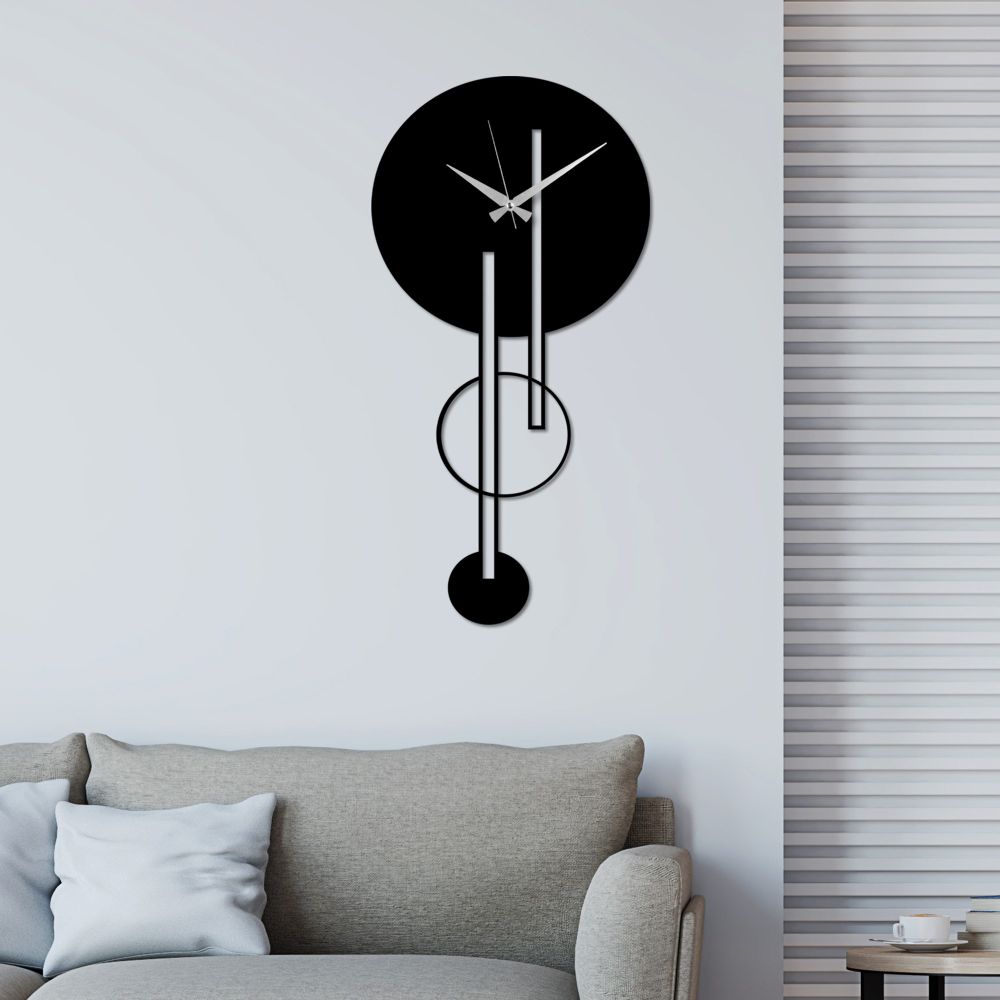 Decorative metal wall clock Full Empty, colour: black slika 2