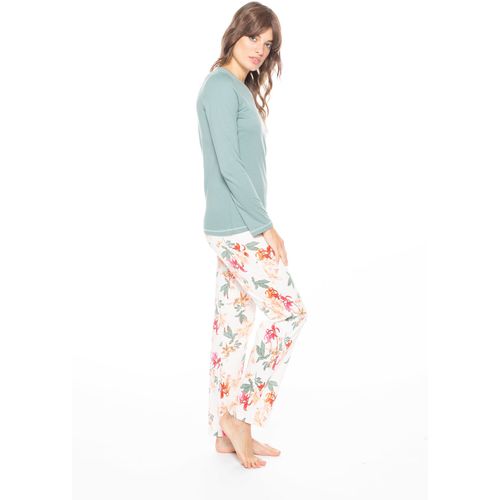 Ženska pamučna pidžama s hlačama cvjetnog uzorka slika 8