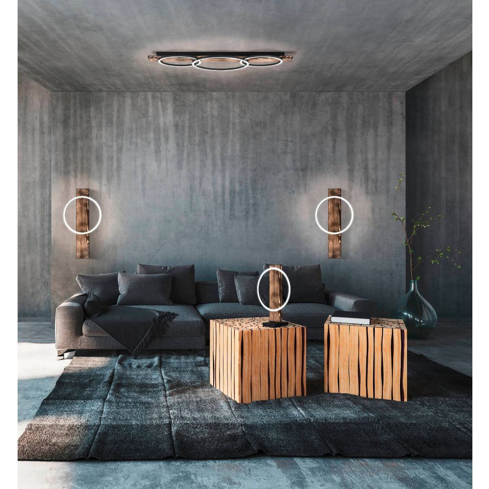 Eglo Boyal stropna lampa, LED, 3x12W, 3400lm, crna/bijela/rustik smeđa/drvo slika 7