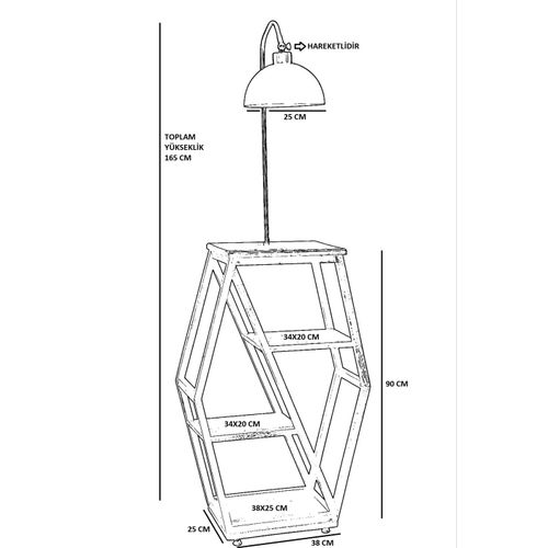 Asos Ceviz Lambader Retro 3 Başlıklı Crna Podna Lampa slika 5