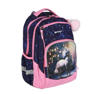 Newbie Ranac 44 cm, White Horse 3D 410534, plavo-roze