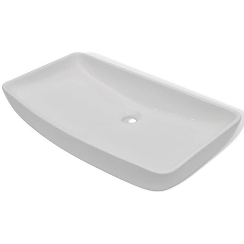 Umivaonik s miješalicom keramički pravokutni bijeli slika 4