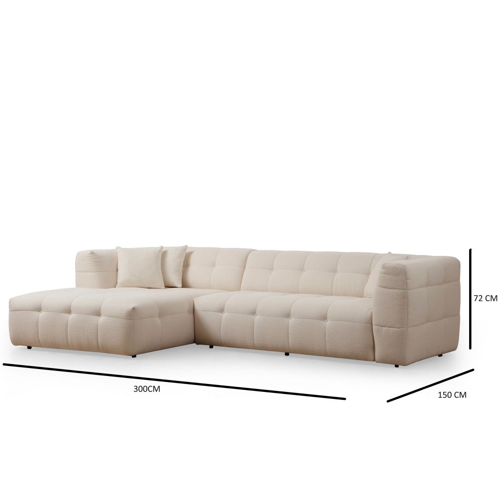 Cady 3 Seater Left - Ugao Sofa u Bež Boji slika 7