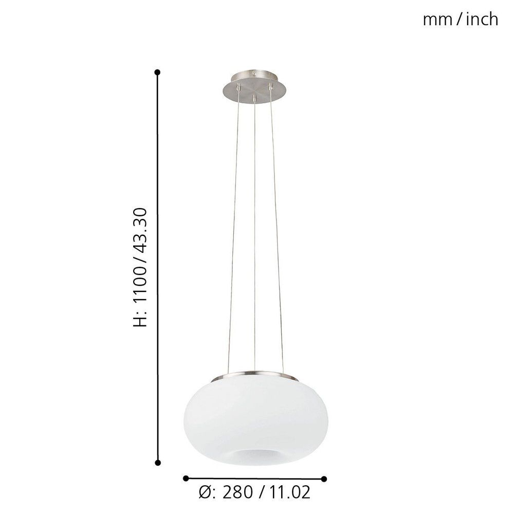 Eglo Optica visilica - 2 svjetla, nikl-mat, opal-mat slika 4