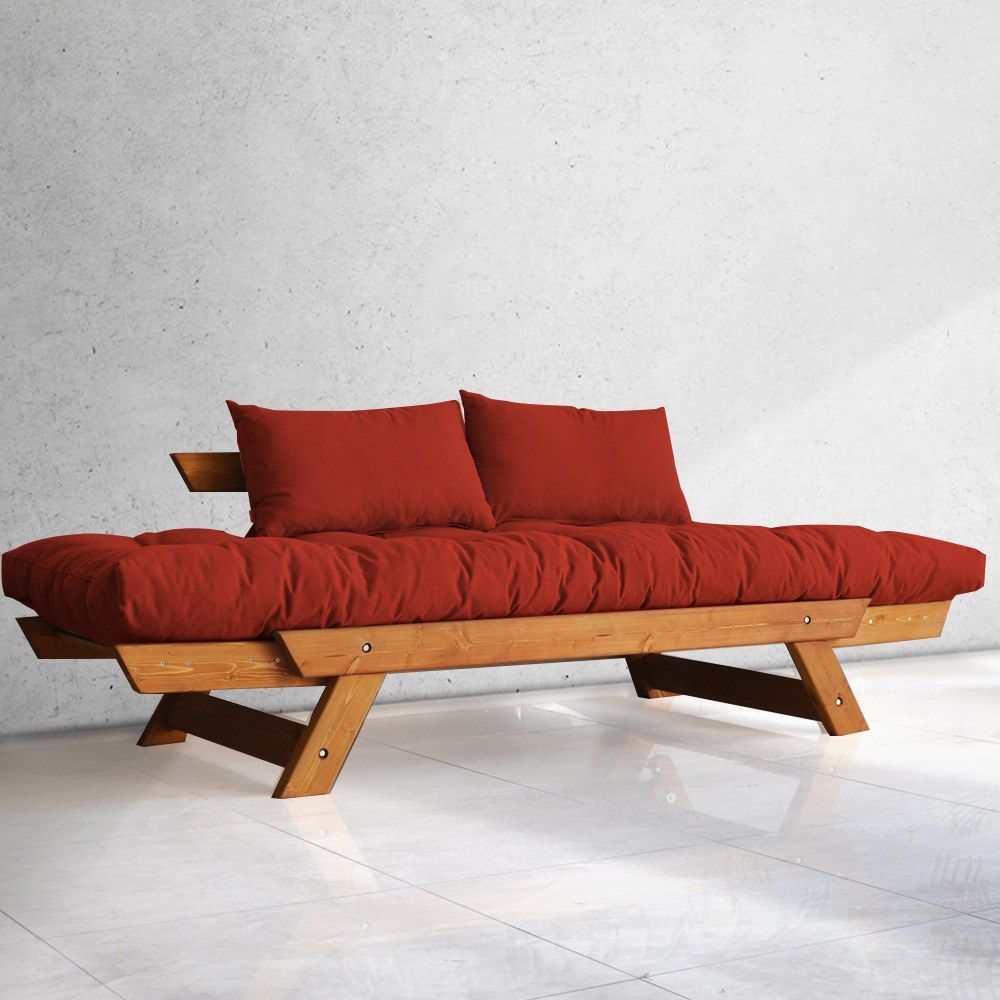 Dvosjed sofa CPT8102-210 - boje: Teak, Crvena i Vrtna slika 3