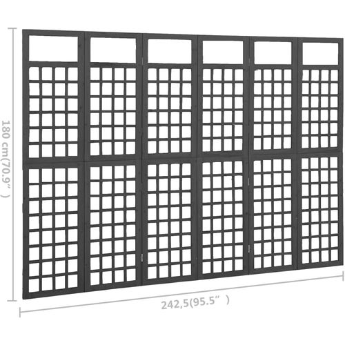 Sobna pregrada / rešetka sa 6 panela jelovina 242,5x180 cm crna slika 6