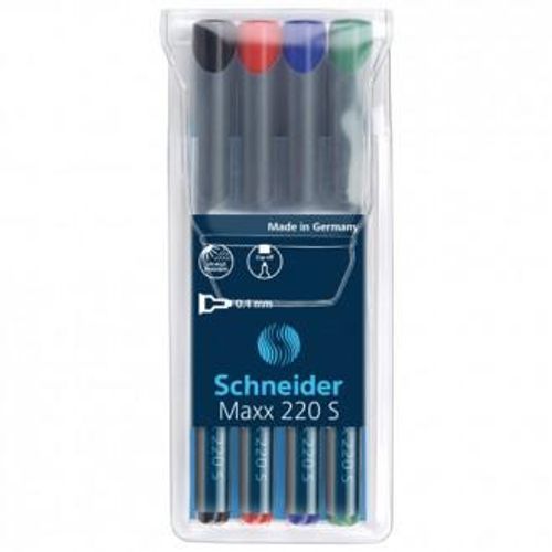 Flomaster Schneider, permanent marker, OHP Maxx 220 S, 0,4 mm, set od 4 boje, PVC etui slika 1