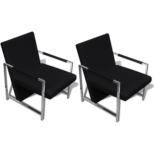 Fotelje od umjetne kože s kromiranim okvirom 2 kom crne slika 7