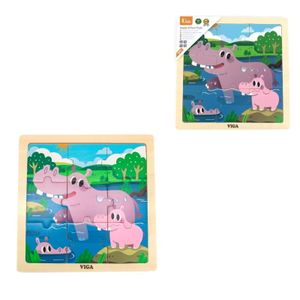 Viga Drvene puzzle Hippo, 9kom