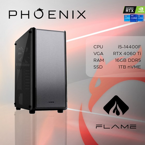 Phoenix računalo FLAME Y-603, Intel i5 14400F, 16GB DDR5, NVME SSD 1TB, RTX 4060TI 8GB