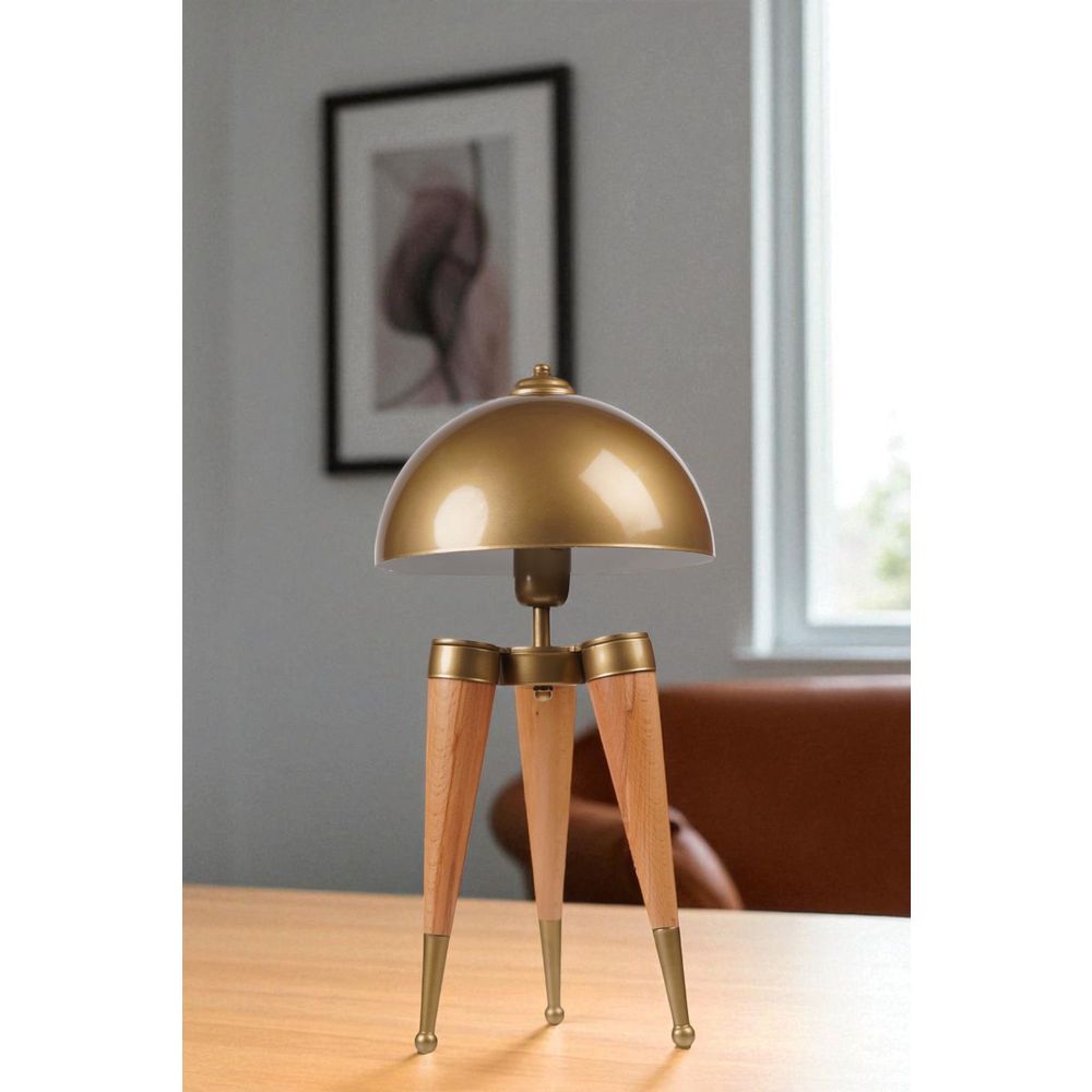 Opviq Stolna lampa 009, zlatna, hrast slika 1