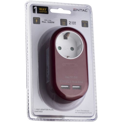 Entac razvodnik trostruki 2xUSB bordo slika 1