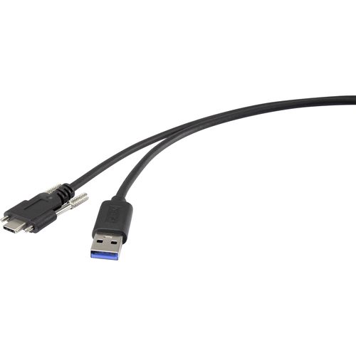 Renkforce USB kabel USB 3.2 gen. 1 (USB 3.0) USB-A utikač, USB-C® utikač 1.00 m crna mogućnost vijčanog spajanja RF-3773814 slika 4