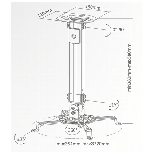 Superior stropni nosač za projektor Projector Full Motion Mount slika 4