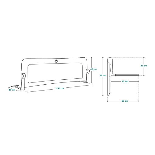 Lionelo zaštitna ograda za krevet Eva 150x42 cm, Grey Melange slika 10